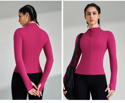 women's yoga jacket – Long Sleeve Fitness Top with Thumbholes