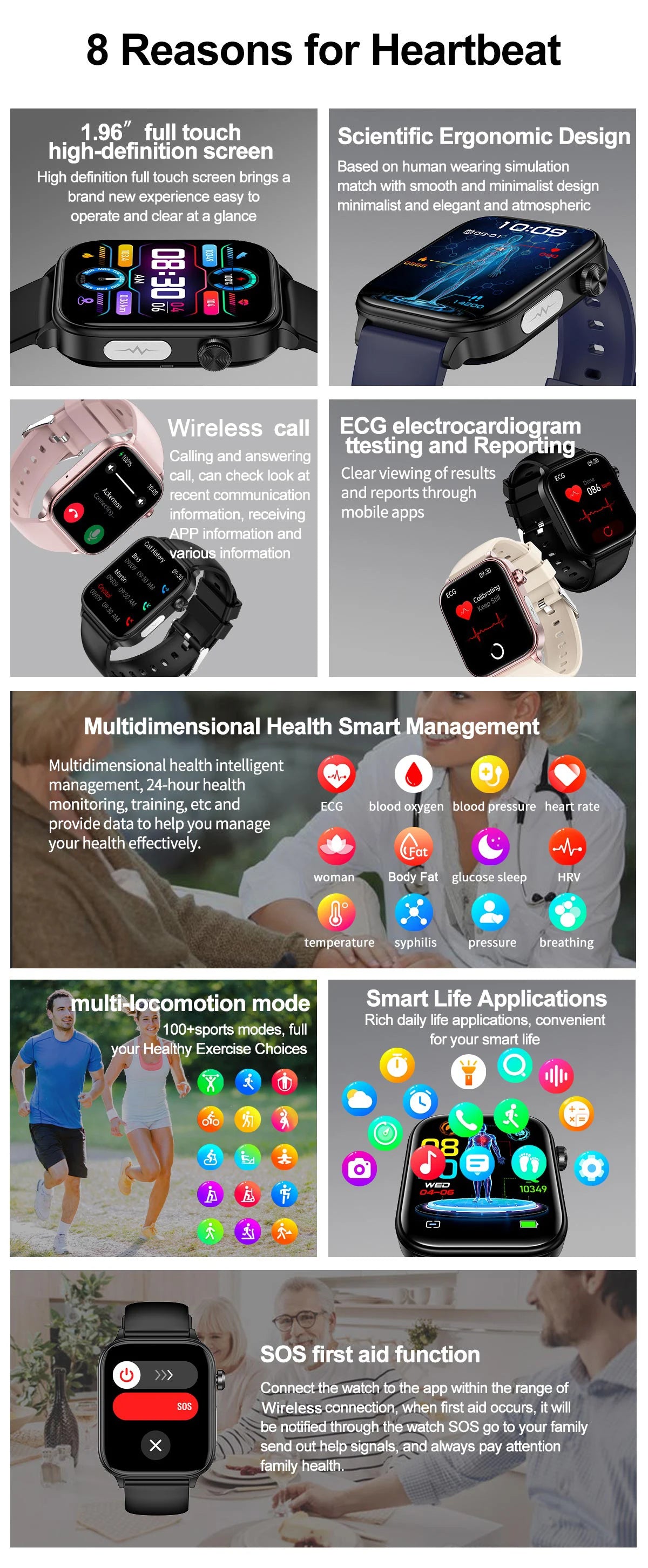 LIGE 2025 Smart Watch – ECG+PPG, Blood Lipid & Uric Acid Monitor, BT Call