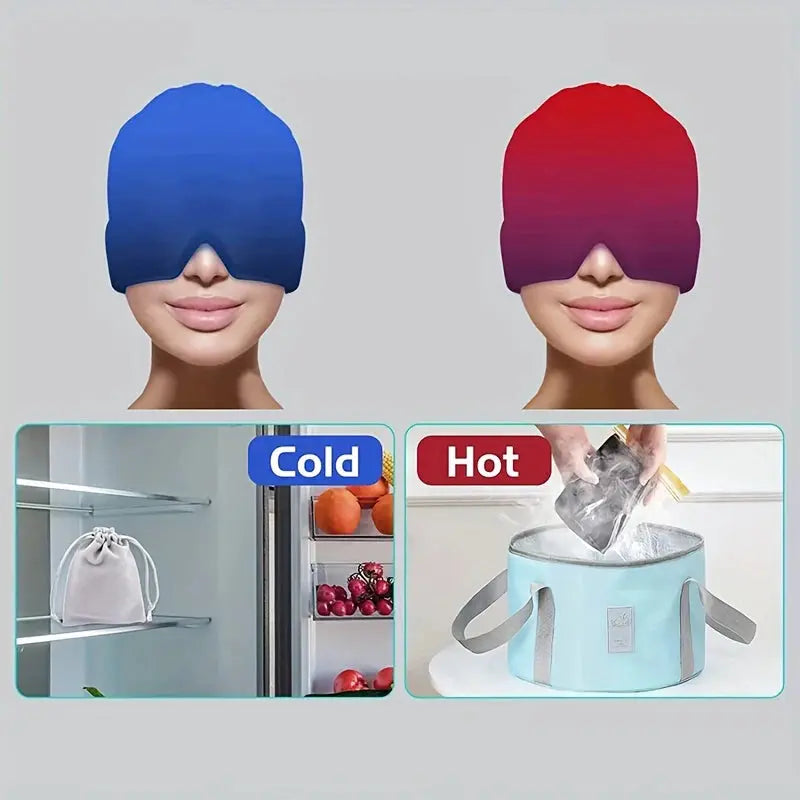 Hot & Cold Gel Head Wrap – Ice Cap Face & Eye Mask for Pain Relief