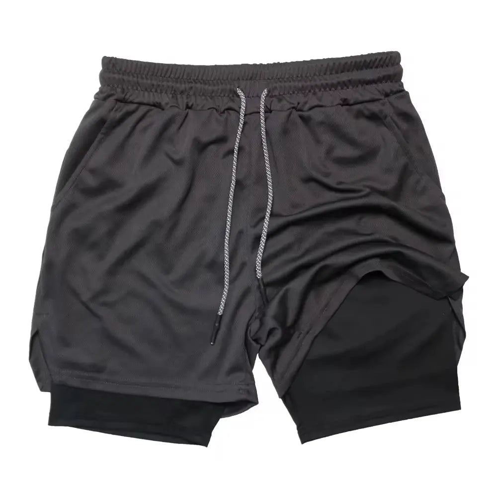 Men’s 2-in-1 Fitness Shorts – Double Layer Gym & Running Wear