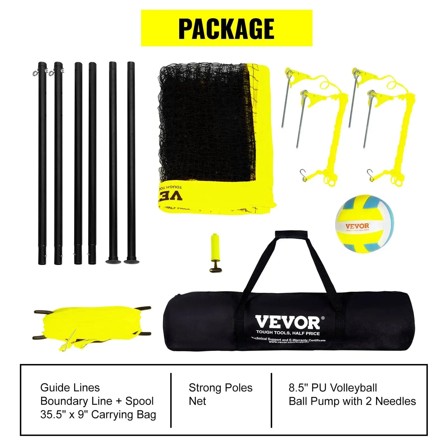 VEVOR Outdoor Volleyball Net Set with Adjustable Poles