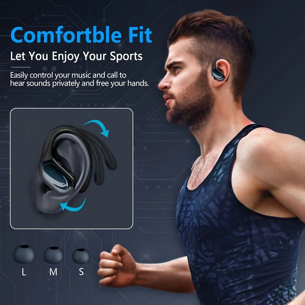 Bluetooth 5.3 Wireless Earphones – Noise-Reducing Sports Headset with Mic