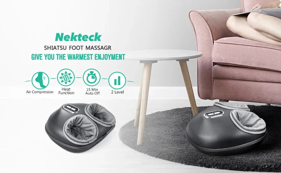 Nekteck Foot Massager – Shiatsu, Heat & Air Compression Therapy PeakPursuitFitness