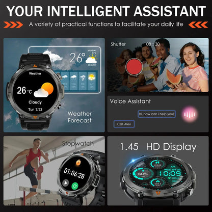 Smart Watch – Bluetooth Call, Health Monitor & Flashlight