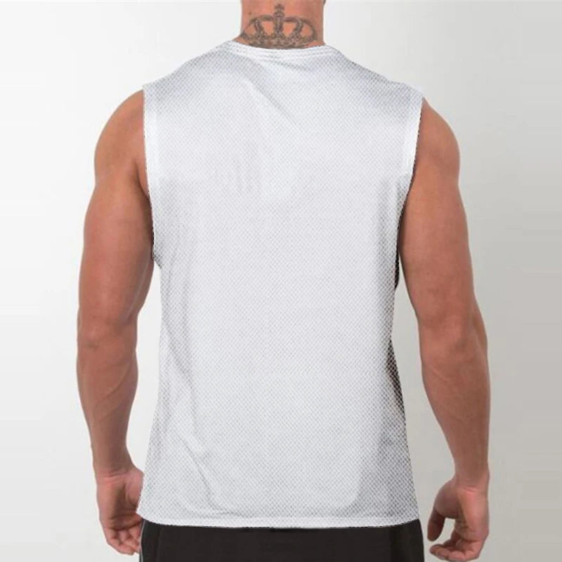 Men’s Sleeveless Gym Tank Top – Quick-Dry Mesh Muscle Workout Shirt