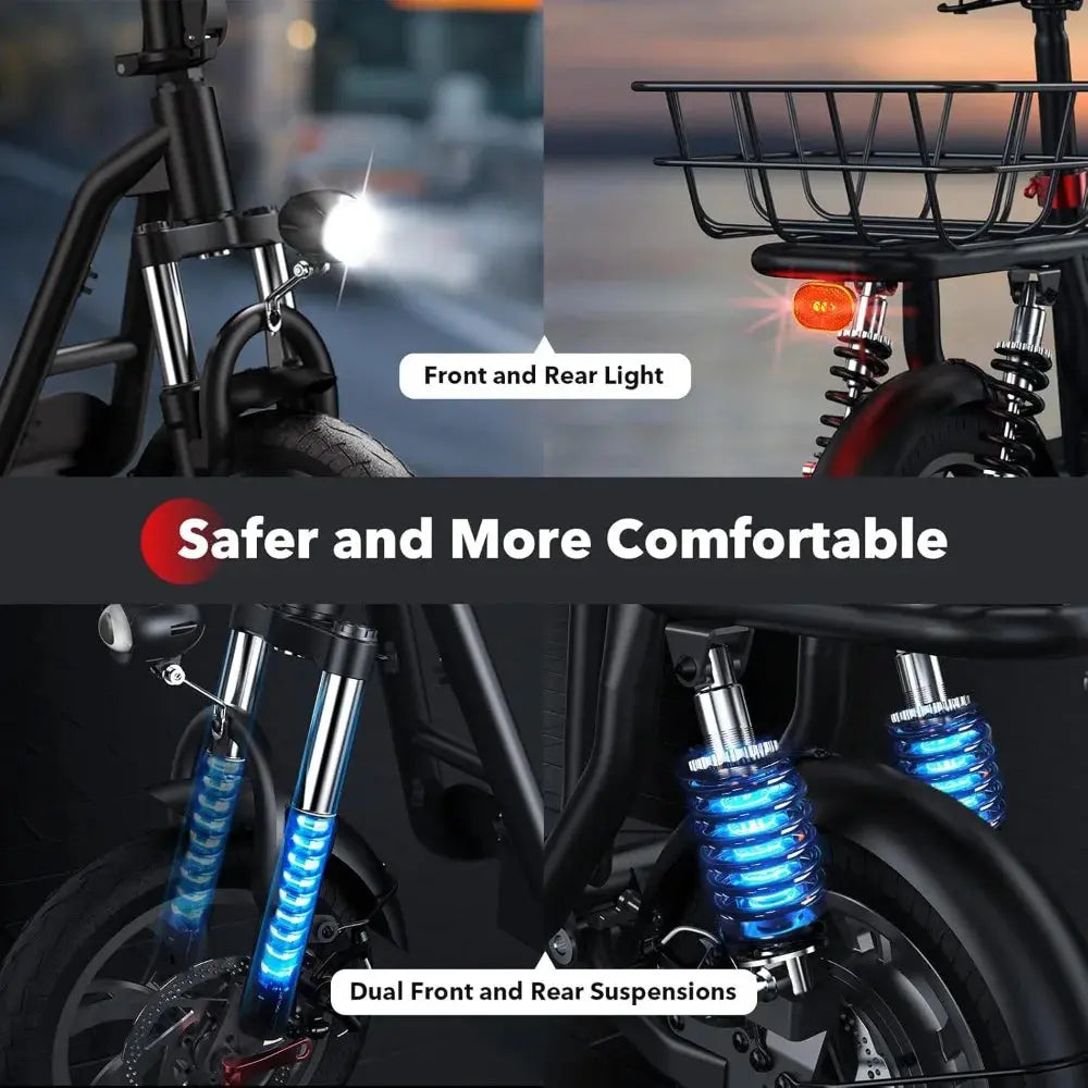 Electric Scooter with Seat – Long Range, High Speed, Pneumatic Tires